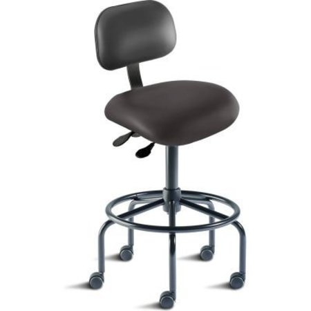 BIOFIT BioFit Antimicrobial Stool, 25"-32" Seat Height, Black Vinyl - Black Steel Base - Eton Series ETS-H-RC-T-XF-XA-06-P28540